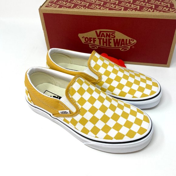 VANS Classic Slip-On Checkerboard Ochre Yellow Men's Sneakers Size VN0A38F7QCP - Picture 7 of 10